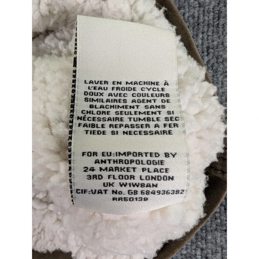 Marrakech Anthropologie Womens Small Sherpa Lined Vest Olive Green Cotton